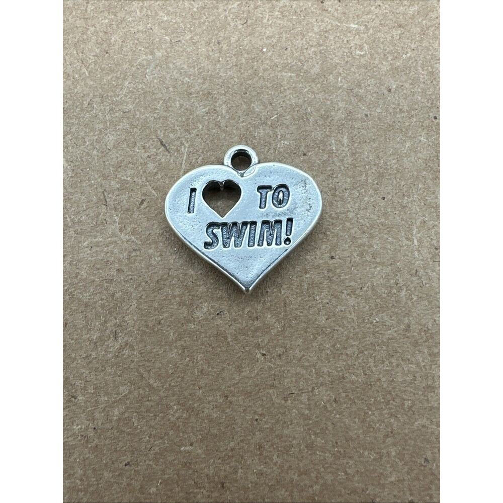 Vintage I Love to Swim Swimming SJC Sterling Silver Charm Pendant